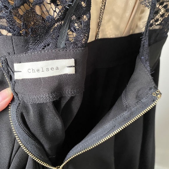 Black Lace Open Back Dress S - Chelsea - Picture 3 of 4